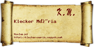 Klecker Mária névjegykártya